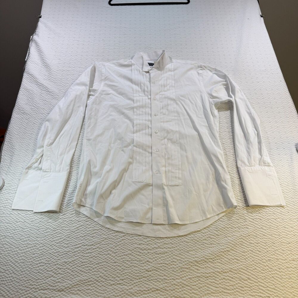 London Fog Pleated Wing Tip Collar Tuxedo Men’s Dress Shirt